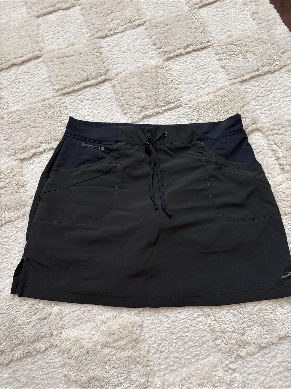 Brooks Black Athletic Skort with Drawstring Waistband
